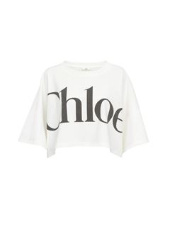 CHLOÉ Top Woman Cropped boxy logo T-shirt in cotton jersey w