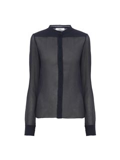 CHLOÉ Top Woman Slim-fit collarless blouse in silk crêpon w