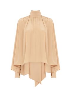 CHLOÉ Top Woman Boxy lavallière blouse in silk georgette w