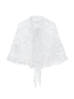 CHLOÉ Top Woman Front-tie cape top in floral lace w