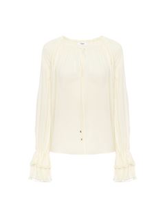 CHLOÉ Top Woman Gathered V-neck top in silk georgette w