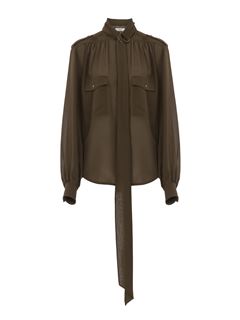 CHLOÉ Top Woman Officer lavallière blouse in silk georgette w