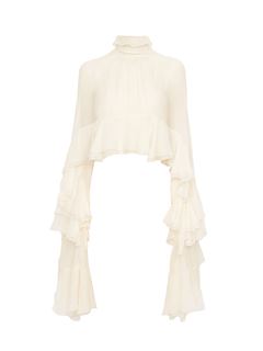 CHLOÉ Top Woman High-low ruffle top in silk mousseline w