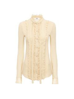 CHLOÉ Top Woman Ruffled fitted blouse in silk crêpon w