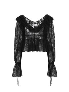 CHLOÉ Top Woman V-neck cropped top in lace w