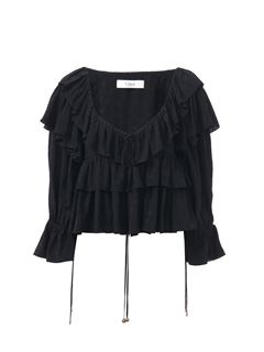 CHLOÉ Top Woman Cropped ruffle top in floral viscose w