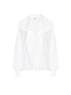 CHLOÉ Top Woman Embroidered lavallière shirt in cotton poplin w