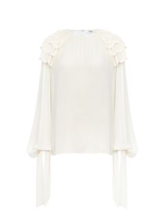 CHLOÉ Top Woman Gathered ruffle top in silk georgette w