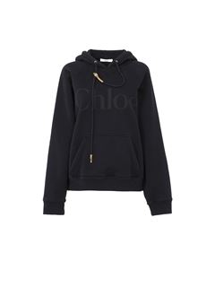 CHLOÉ Top Woman Generous logo hoodie in cotton fleece w