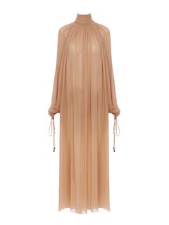 CHLOÉ Dresses Woman Mock-neck gathered long dress in silk georgette w