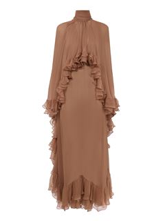 CHLOÉ Dresses Woman Mock-neck ruffle dress in silk mousseline w