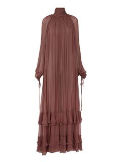 CHLOÉ Dresses Woman Gathered long dress in silk mousseline w