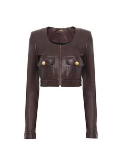 CHLOÉ Jackets Woman Cropped chasseur jacket in leather w