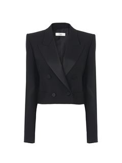 CHLOÉ Jackets Woman Cropped tuxedo jacket in wool gabardine w