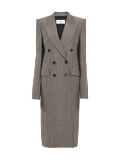 CHLOÉ Coats Woman Tailored coat in wool & cotton tweed w