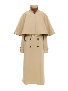 CHLOÉ Coats Woman Classic trench coat in cotton gabardine with cape w