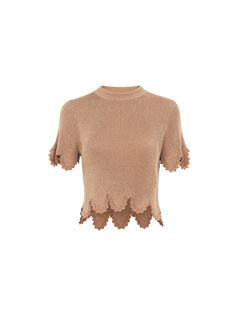 CHLOÉ Knitwear Woman Cropped scallop top in viscose-blend knit w