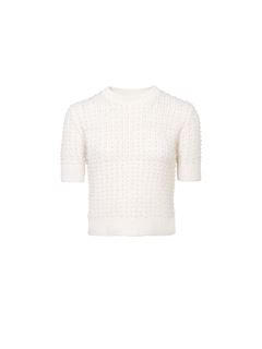 CHLOÉ Knitwear Woman Short-sleeve pearl sweater in wool & cashmere w