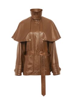 CHLOÉ Coats Woman Short cape trench coat in soft glossy leather w