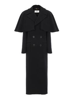 CHLOÉ Coats Woman Long coat in double-face wool with cape w