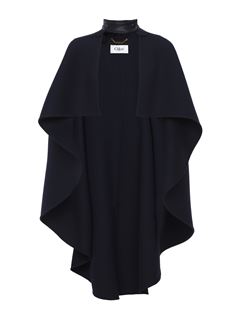 CHLOÉ Coats Woman High-low cape in double-face wool w