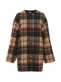 CHLOÉ Coats Woman Mid-length coat in checked wool w