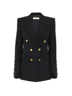 CHLOÉ Coats Woman Double-breasted officer jacket in wool grain de poudre w