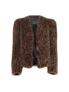 CHLOÉ Coats Woman Boxy jacket in faux fur w