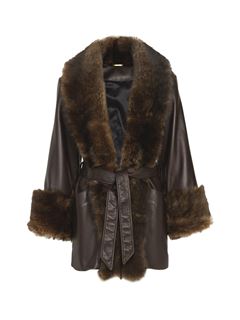 CHLOÉ Coats Woman Belted oversized coat in leather w