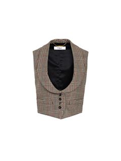 CHLOÉ Coats Woman Tailored waistcoat in Prince of Wales wool w