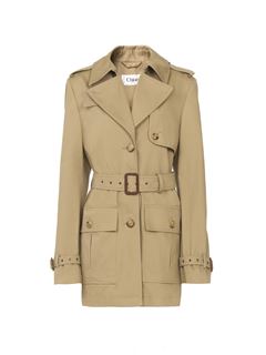 CHLOÉ Coats Woman Short trench coat in cotton satin w