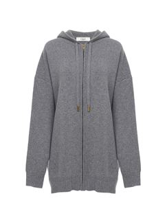 CHLOÉ Knitwear Woman Oversized zipped hoodie in wool & cashmere knit w