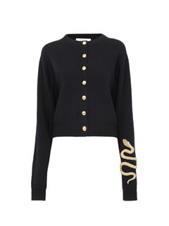 CHLOÉ Knitwear Woman Embroidered cardigan in wool & cashmere knit w