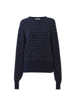 CHLOÉ Knitwear Woman Studded crew-neck sweater in wool & cashmere knit w