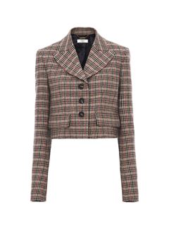 CHLOÉ Jackets Woman Cropped Spencer jacket in houndstooth wool w