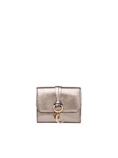 CHLOÉ Wallets Woman Small Alphabet tri-fold in metallized leather w