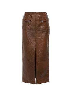 CHLOÉ Skirts Woman Front-slit midi skirt in glossy leather w