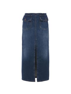 CHLOÉ Skirts Woman Front-slit midi skirt in denim w