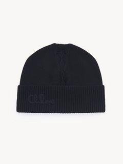 CHLOÉ Hats Woman The Chloé Lace Knit beanie in wool & lace jacquard w