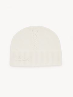 CHLOÉ Hats Woman The Chloé Lace Knit beanie in wool & lace jacquard w