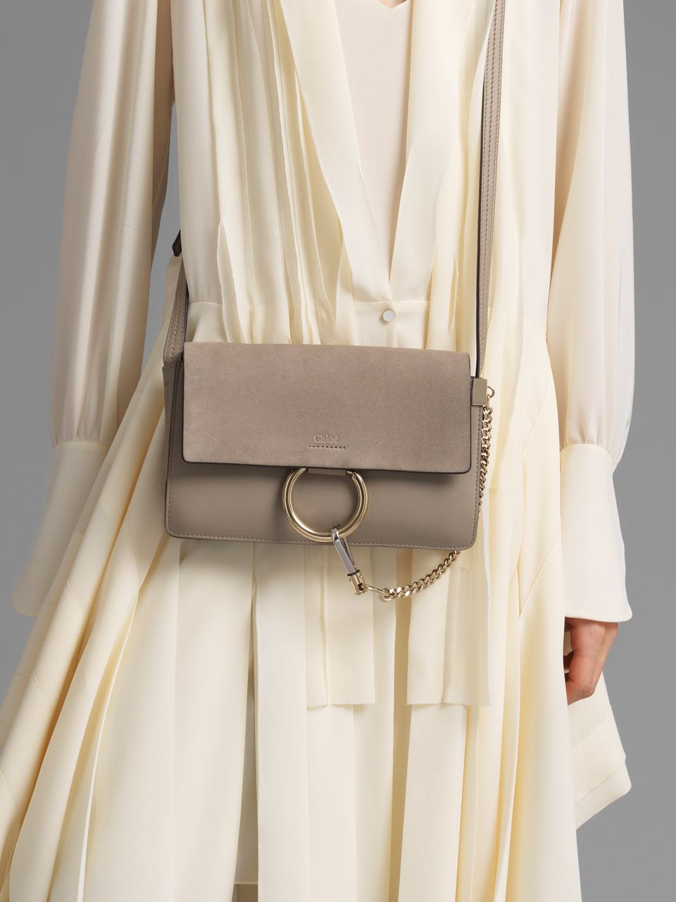 Faye Small Shoulder Bag In Smooth And Suede Calfskin Chloe Qa