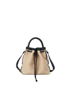 CHLOÉ Borsa a tracolla Donna Borsa a secchiello Marcie in pelle morbida e fibre intrecciate w