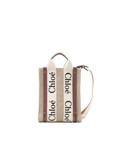 CHLOÉ Mini bag Woman Mini Woody North South tote bag in linen w