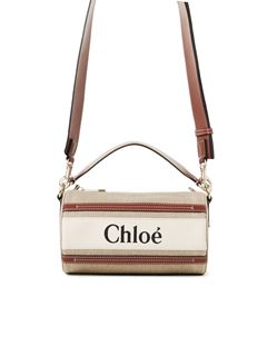 CHLOÉ Shoulder bag Woman Woody tube shoulder bag in linen & soft leather w