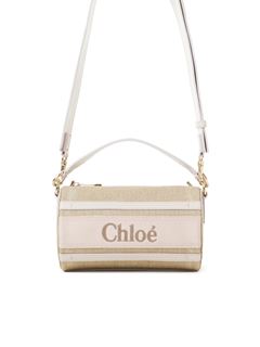 CHLOÉ Shoulder bag Woman Woody tube shoulder bag in linen & soft leather w