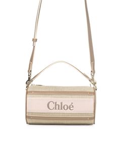 CHLOÉ Shoulder bag Woman Woody tube shoulder bag in linen & soft leather w