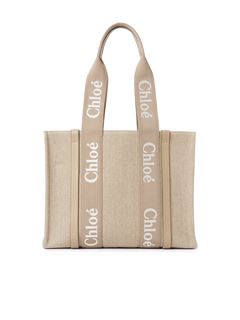 CHLOÉ Tote bag Woman Woody tote bag in linen w