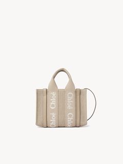 CHLOÉ Mini bag Woman Mini Woody tote bag in linen & leather w