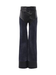 CHLOÉ Pants Woman Lace-up flared patchwork pants in leather w