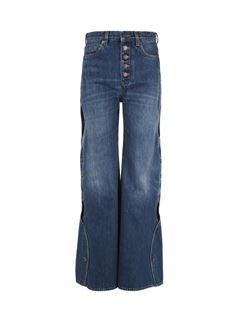 CHLOÉ Pants Woman Cropped cut-out scallop jeans in denim w